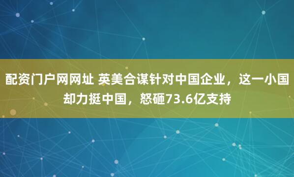 配资门户网网址 英美合谋针对中国企业，这一小国却力挺中国，怒砸73.6亿支持